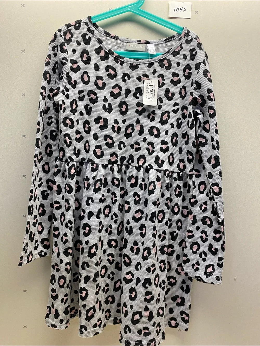 The Children's Place Gray Leopard Print Thermal Long-Sleeve Dress